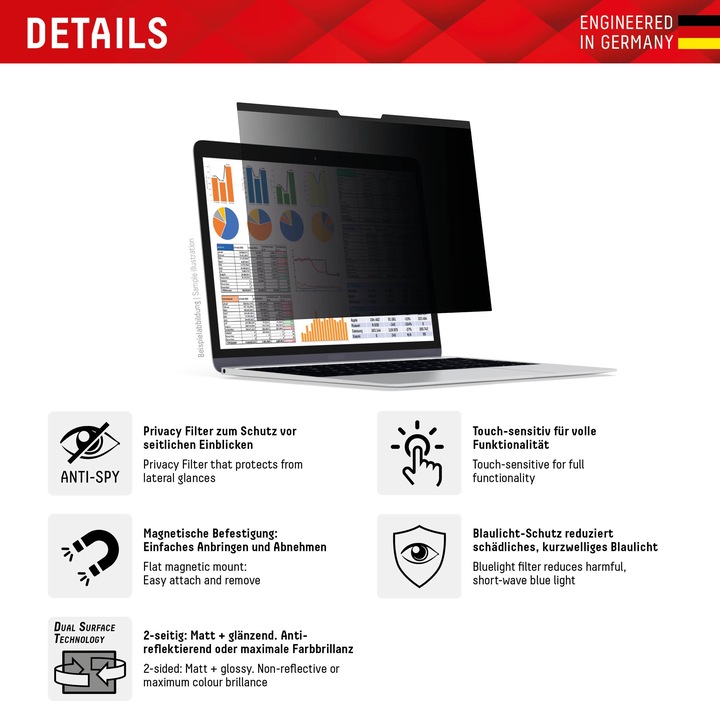Actual product image Displex Privacy Safe, Laptop Blickschutzfilter (13.30", 16 : 10)