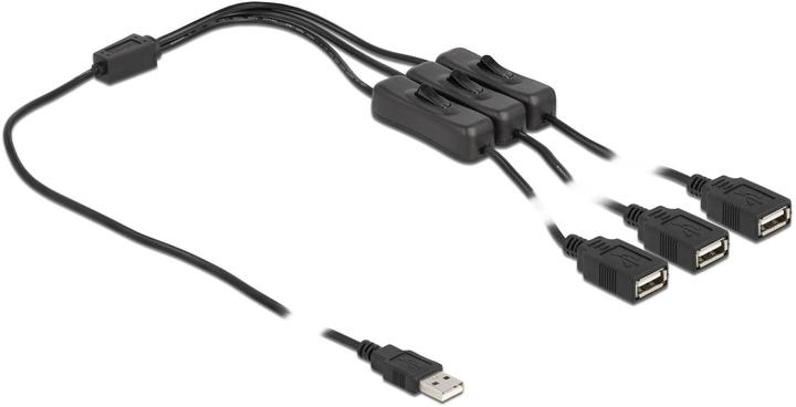 Produktbild Delock Kabel USB Typ-A Stecker zu 3 x USB Typ-A Buchse mit Schalter 1 m (1 m, 10 W)