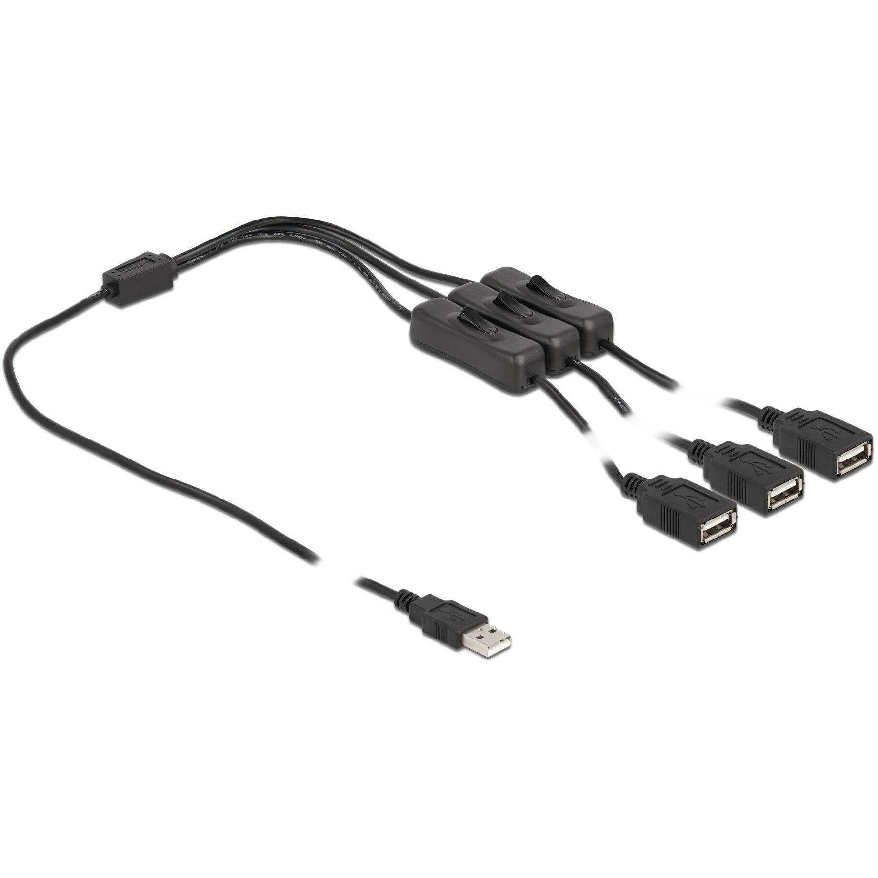Thumbnail - Delock Kabel USB Typ-A Stecker zu 3 x USB Typ-A Buchse mit Schalter 1 m (1 m), USB Kabel