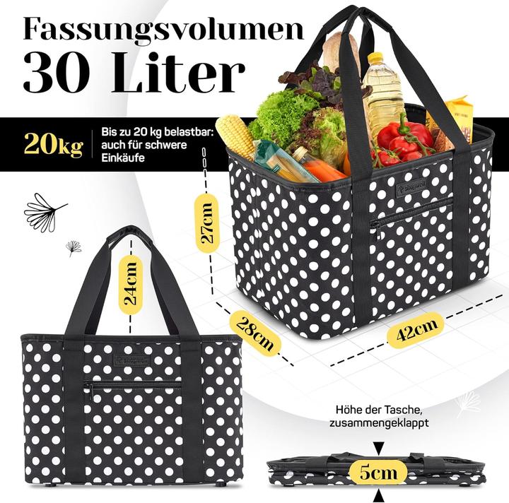 Image du produit Shopwell Faltbarer Einkaufskorb mit PU-Ledergriff