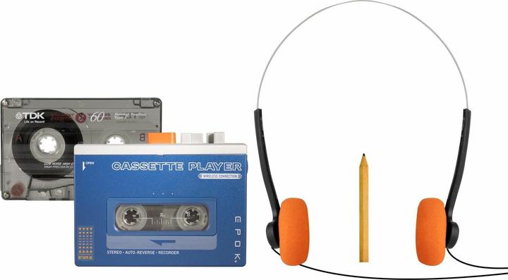 Bigben Tragbarer Kassettenspieler mit Bluetooth (inkl. Bleistift und C60 Kassette)