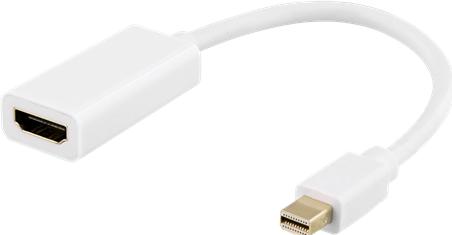 Actual product image Deltaco DP-HDMI46 video cable adapter Mini DisplayPort HDMI Type A (Standard) White (Mini DP, HDMI, 20 cm)