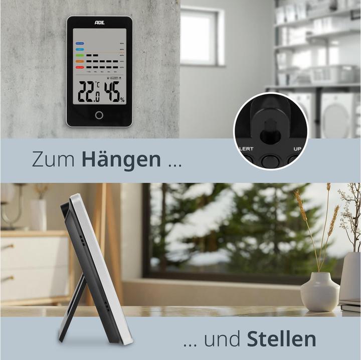Produktbild ADE Thermo-/Hygrometer digital Schwarz, Funktionen