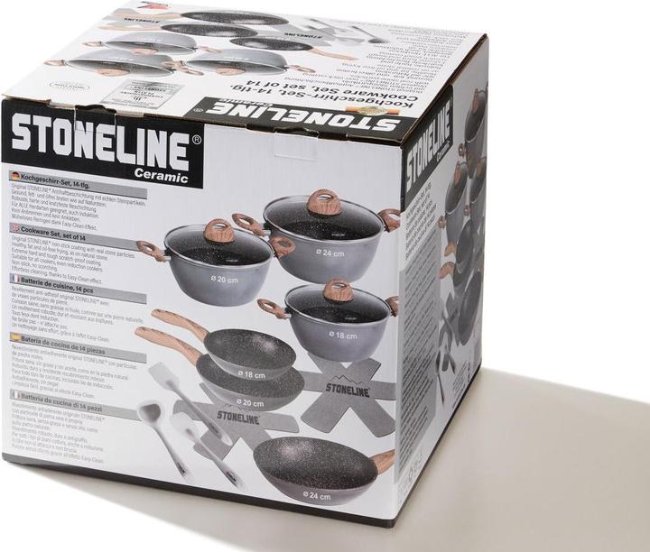 Actual product image Stoneline Back to Nature cookware set, 14 pcs., ceramic coating, with glass lids (Pan set + pot set, Ceramic)