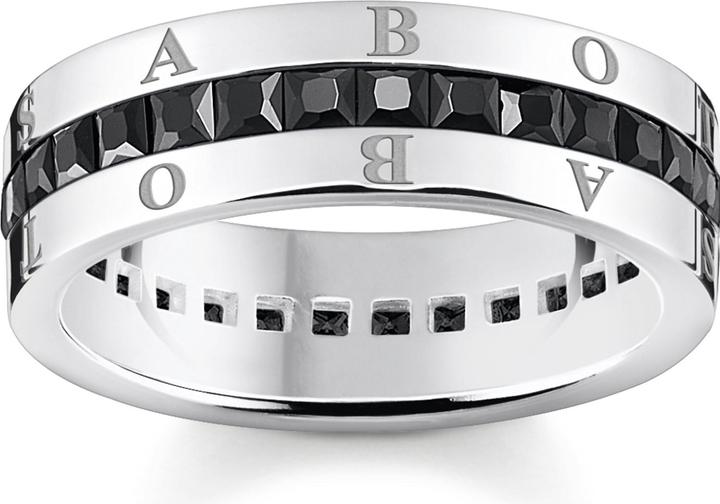 Thomas Sabo Bandring mit Schwarzen Steinen Pavé Silber