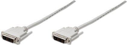 Manhattan DVI-D Monitorkabel DVI-D Stecker auf DVI-D Stecker (Single Link), Beige, 1,8 m (1.80 m, DVI)