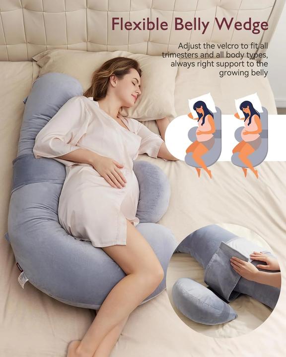Produktbild Momcozy F-förmiges Stillkissen Samt GRA (148 cm)