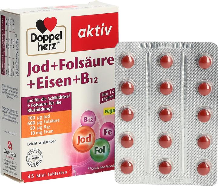 Produktbild Queisser Pharma DOPPELHERZ JOD+FOL+EIS+B12 (45 Stk., Tabletten, 20.40 g)