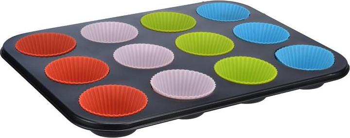 Actual product image Fs-Star Muffin baking tin with silicone moulds for 12 muffins (6.50 cm)