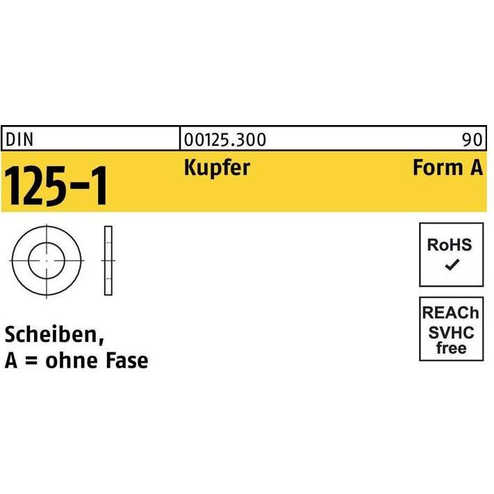 Bufab, Muttern + Unterlegscheiben, Unterlegscheibe ISO 7089 o.Fase 5 Kupfer