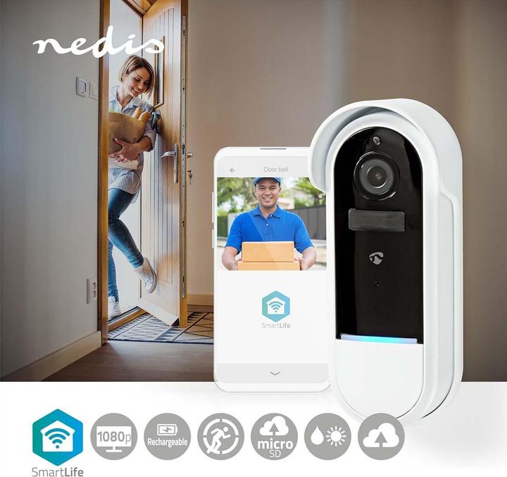Actual product image Nedis Smartlife Video Doorphone Wi-Fi Battery Powered AndroidT / IOS Full HD 1080p Cloud / m (Wi-Fi)