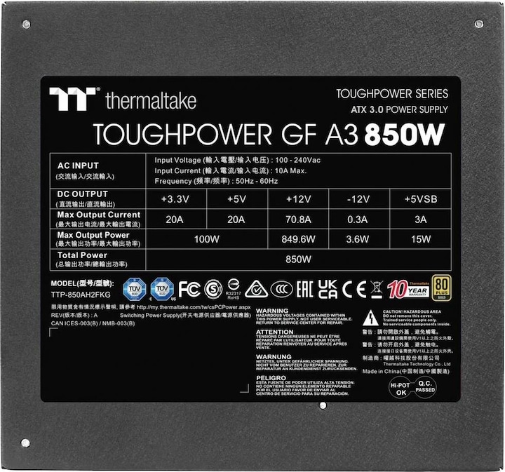 Produktbild Thermaltake Tt GF A3 850W ATX30 PS-TPD-0850FNFAGE-H (850 W)