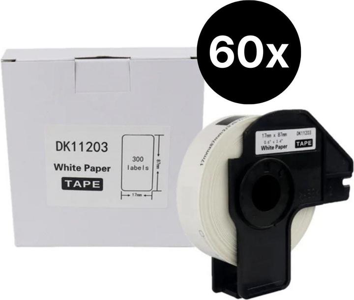 Produktbild Hermex 60er-Set Alternative Etikettenrolle zu Brother DK-11203 Etiketten (1.70 cm)