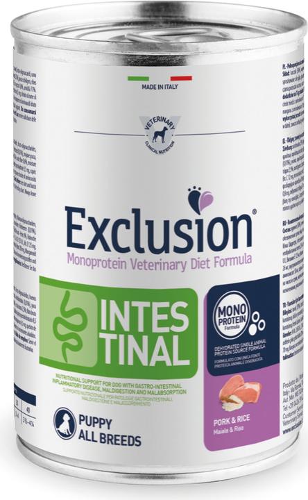 Immagine prodotto Exclusion Gastrointestinal Pork & Rice, Cucciolo tutte le razze (Junior, 24 pz., 4800 g)