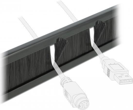 Produktbild Delock Kabelabdeckung mit Bürsten - Rack montierbar - Schwarz - 1U - 48.3 cm (19")