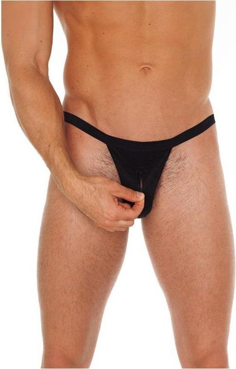 Amorable by Rimba String mit Reissverschluss - One Size - Schwarz (One Size)