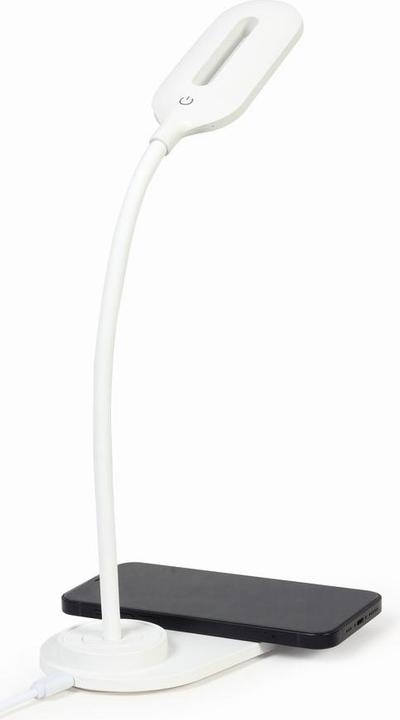 Actual product image Gembird Desk lamp with wireless charger (black + white) (177 lm)
