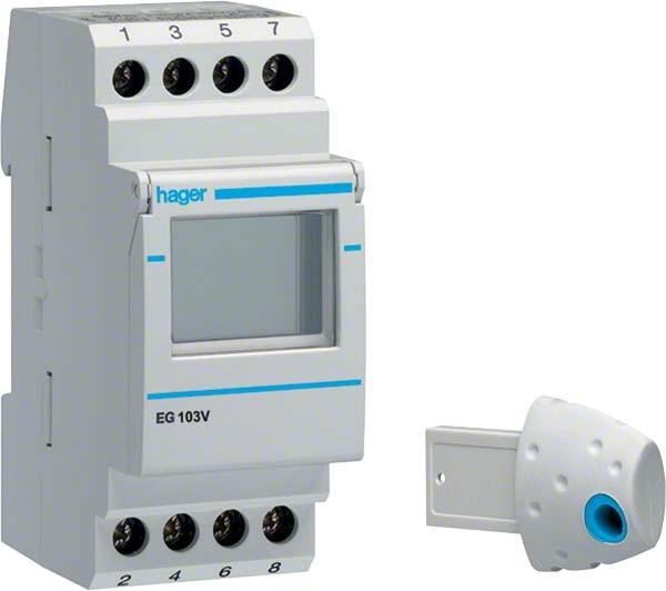 Image du produit Hager Horloge hebdomadaire 1 inverseur EG103V 16A 2PLE 12/24V digital
