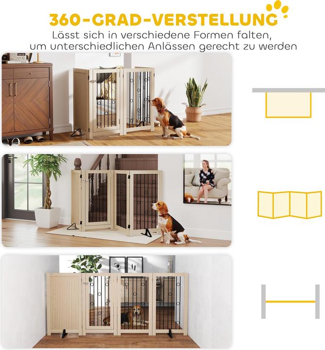 Immagine prodotto PawHut Absperrgitter Hund MDF, Stahl Eiche