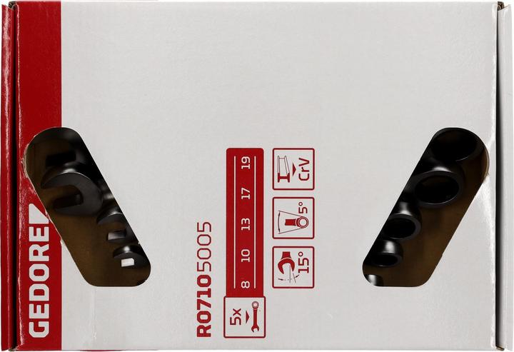 Actual product image Gedore Red red R07105005 Combination ratchet open-end spanner set SW8-19 mm 5 pieces (19 mm, 8 mm, 7 mm, 10 mm, 29 mm)