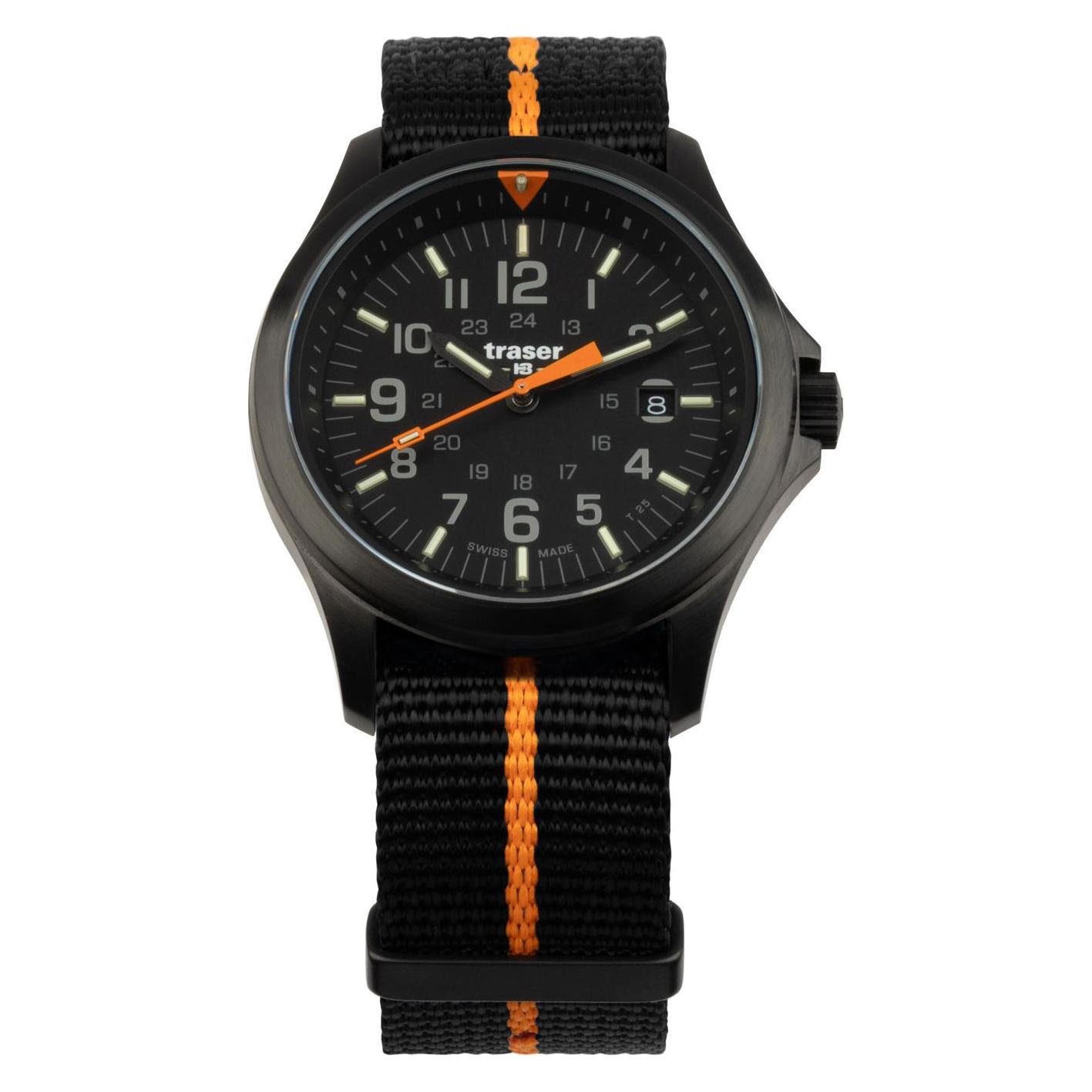 Traser, Armbanduhr, 111065, Orange, Schwarz, (Analoguhr, Swiss Made, 42 mm)