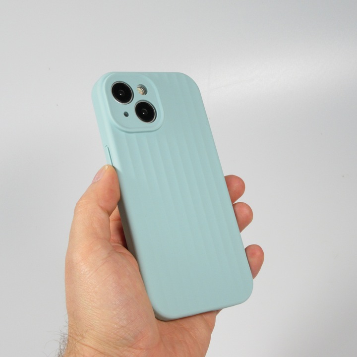 Produktbild PhoneLook Hülle Mattes Soft-Touch-Silikon mit Relieflinien Türkis (Apple iPhone 14)
