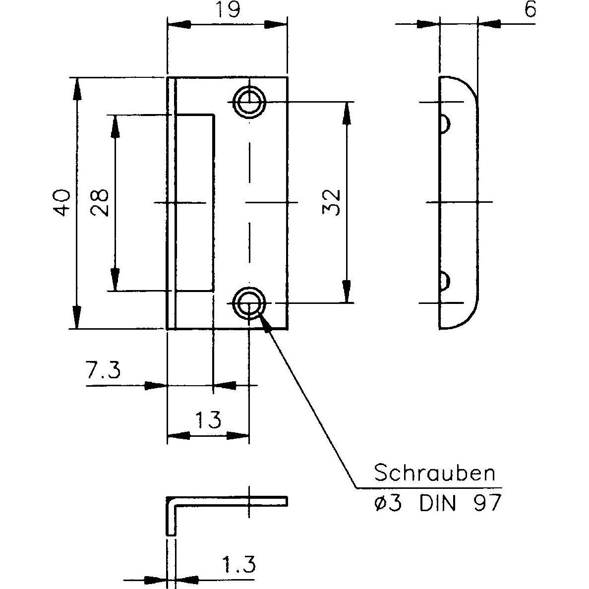 Hekna, Möbelausstattung, Anschlagwinkel 321, Stahl (1 Stk.)