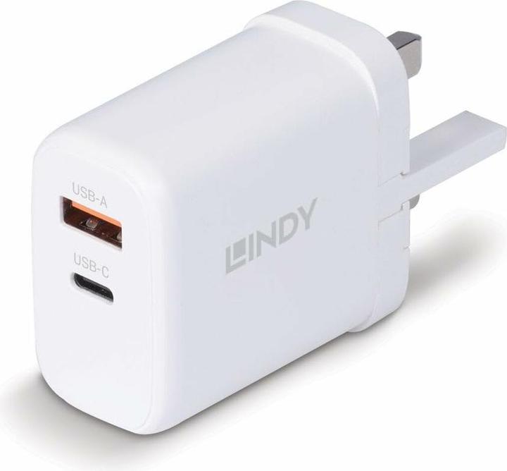 Lindy 65W USB Typ A & C GaN Charger Zwei Geräte gleichzeitig aufladen mit GaN-, PD 3.0- und PPS-Technologi (65 W, 2 Ports)