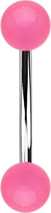 Immagine prodotto Star Piercing Micro banana con due sfere acriliche rosa "Glow (Acciaio chirurgico 316L, Materiale sintetico, senza ottone)