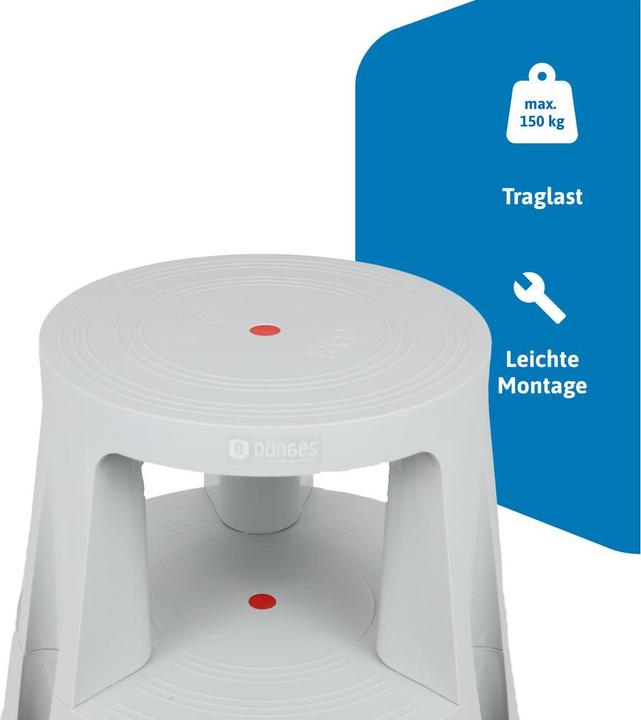 Actual product image Dönges Roller stool, grey, RAL 7035 (grey) (Stile, 43.30 cm)