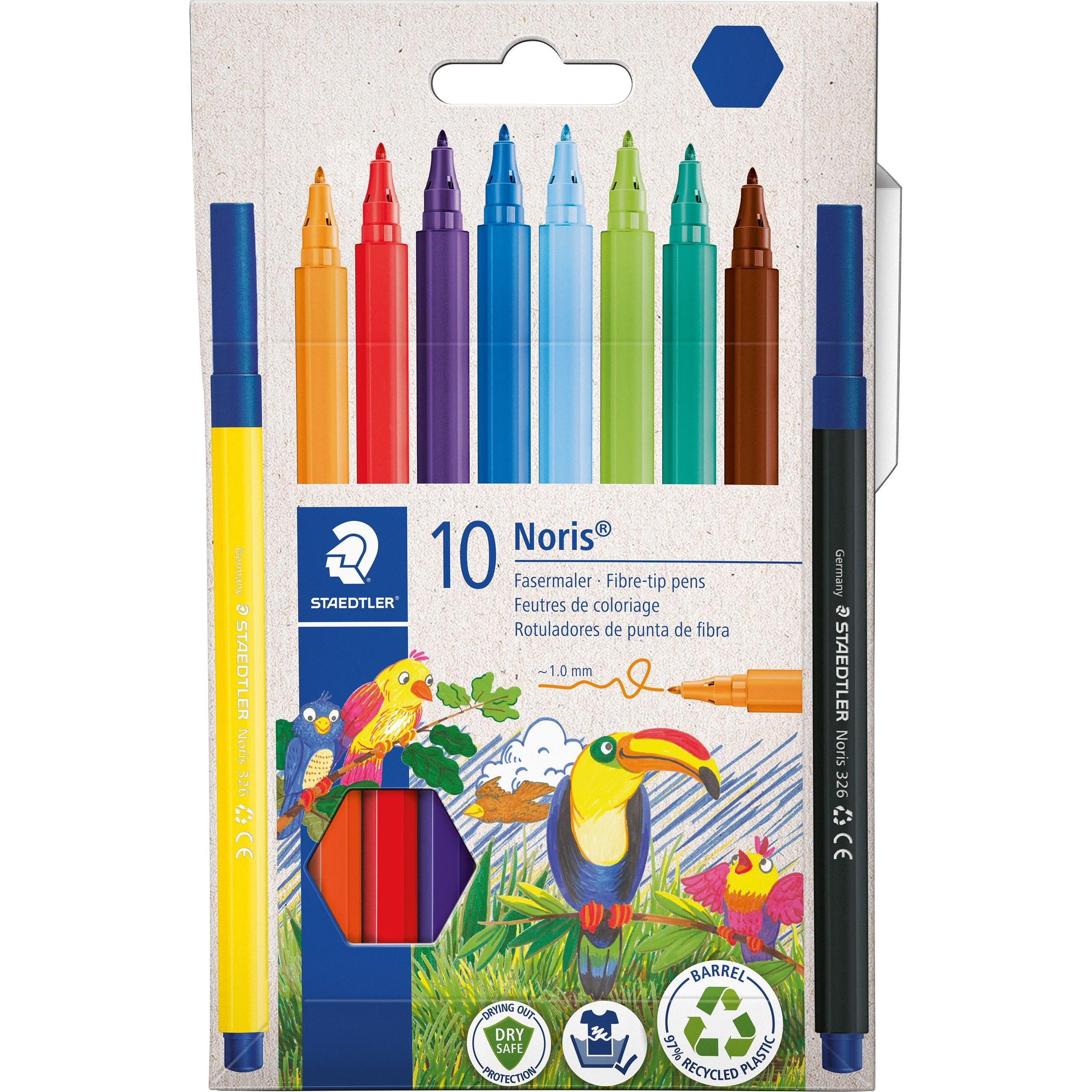 Staedtler, Malstifte, Noris 326 Fasermaler (farbsortiert, 10 x)