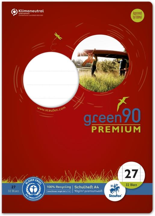 Actual product image Staufen Exercise book green ruled 27 lined DIN A4 inner and outer margin, 32 sheets (A4, Lined, Hardcover)