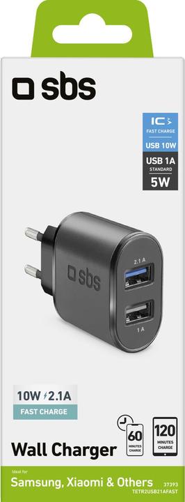 Image du produit SBS Chargeur de voyage de 2100 mAh (11 W, 1 portion)