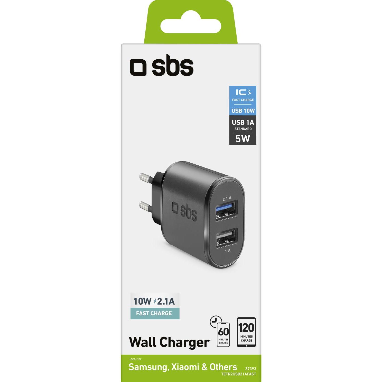 Thumbnail - SBS Reiseladegerät mit 2100 mAh (11 W), USB Ladegerät, Schwarz