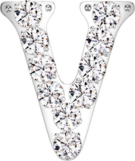 Image du produit Star Piercing Threadless silber mit Kristallen silber Buchstabe V (sans laiton, Titane)