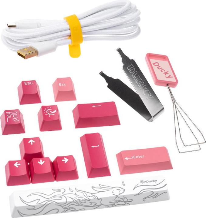 Actual product image Ducky One 3 Gossamer TKL Pink Gaming Keyboard - MX-Blue (US) (US, Cable)