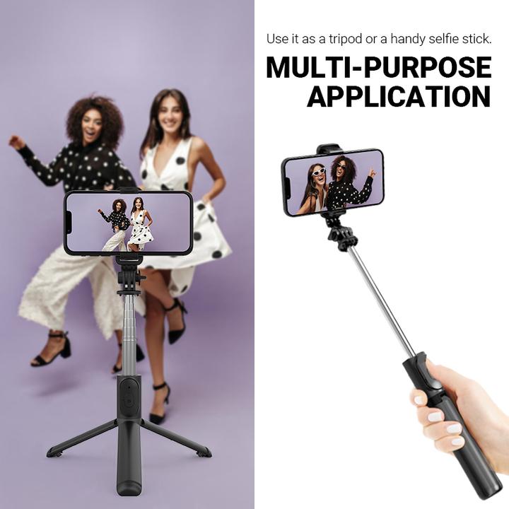 Produktbild Crong SelfieGo Lite – Kompaktes Bluetooth-Selfie-Stick-Stativ (schwarz) (Kunststoff)