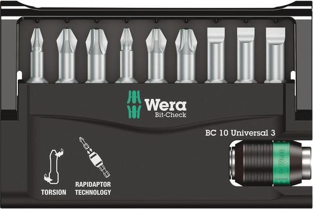 Produktbild Wera Bit-Check 10 Universal 3 (Innensechskant, Kreuz Phillips PH, Kreuz Pozidriv PZ, Schraubschlitz)