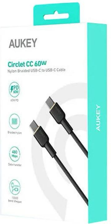 Image du produit Aukey Câble USB-C - USB-C, PD 60W, 1.8 m (1.80 m, USB 2.0, 60 W)
