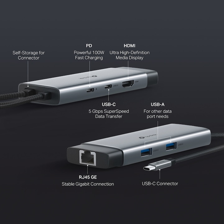 Actual product image TP-Link USB Hub USB Type-C 6-Port Hub UH6120C (USB-C, 6 Ports)