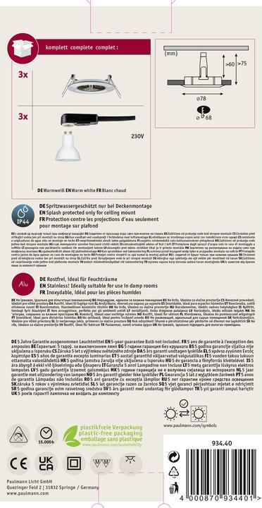 Produktbild Paulmann Einbauleuchte Nova Set (460 lm, GU10)