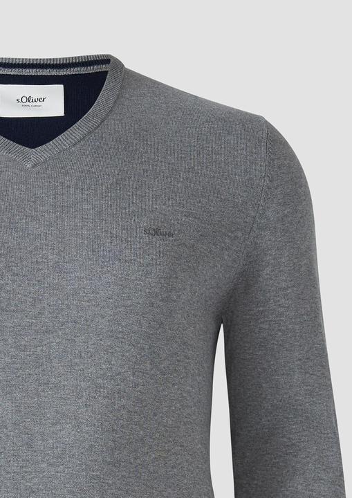 Produktbild s.Oliver Strickpullover Strickpullover mit Logo-Stickerei (XXL)