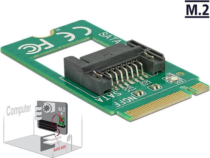 Actual product image Delock Adapter M.2 Key B male > SATA 7 pin