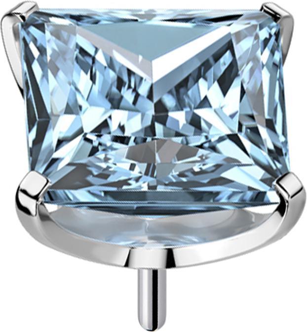 Actual product image Star Piercing Threadless silver with aqua-set square crystal (without brass, Titanium)
