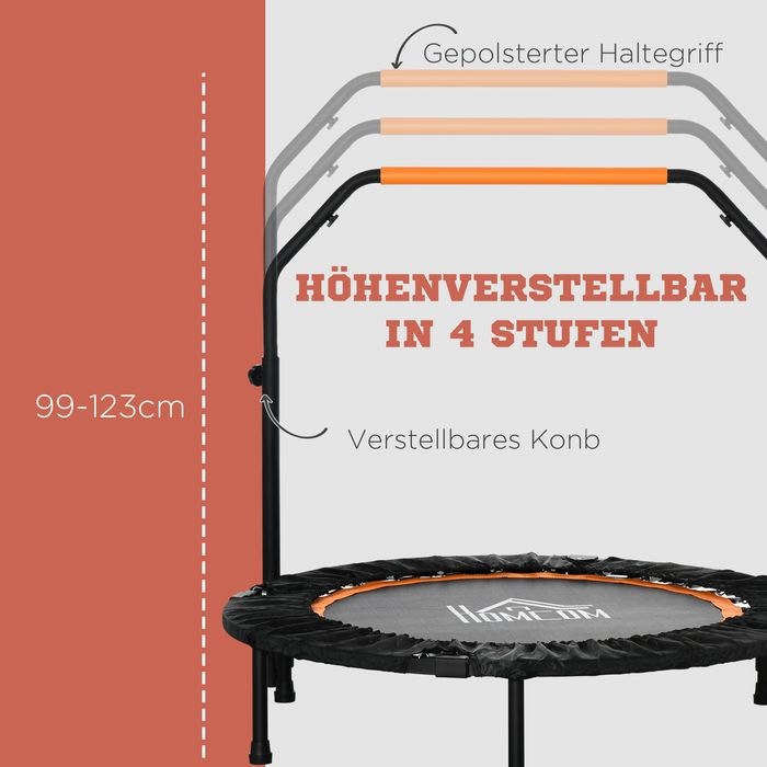 Produktbild Swisshandel24 102 cm Fitness-Trampolin, Faltbares Mini-Trampolin mit Haltegriff, Schwarz (102 cm)