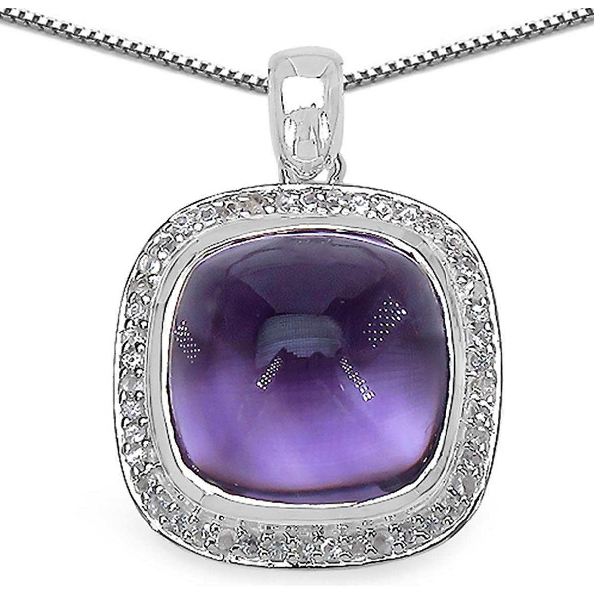 Xen, Halsschmuck, Anhänger mit Kette Amethyst Cushion-Cabochon 45 cm 925 Silber, (925 Sterling Silber, 45 cm)
