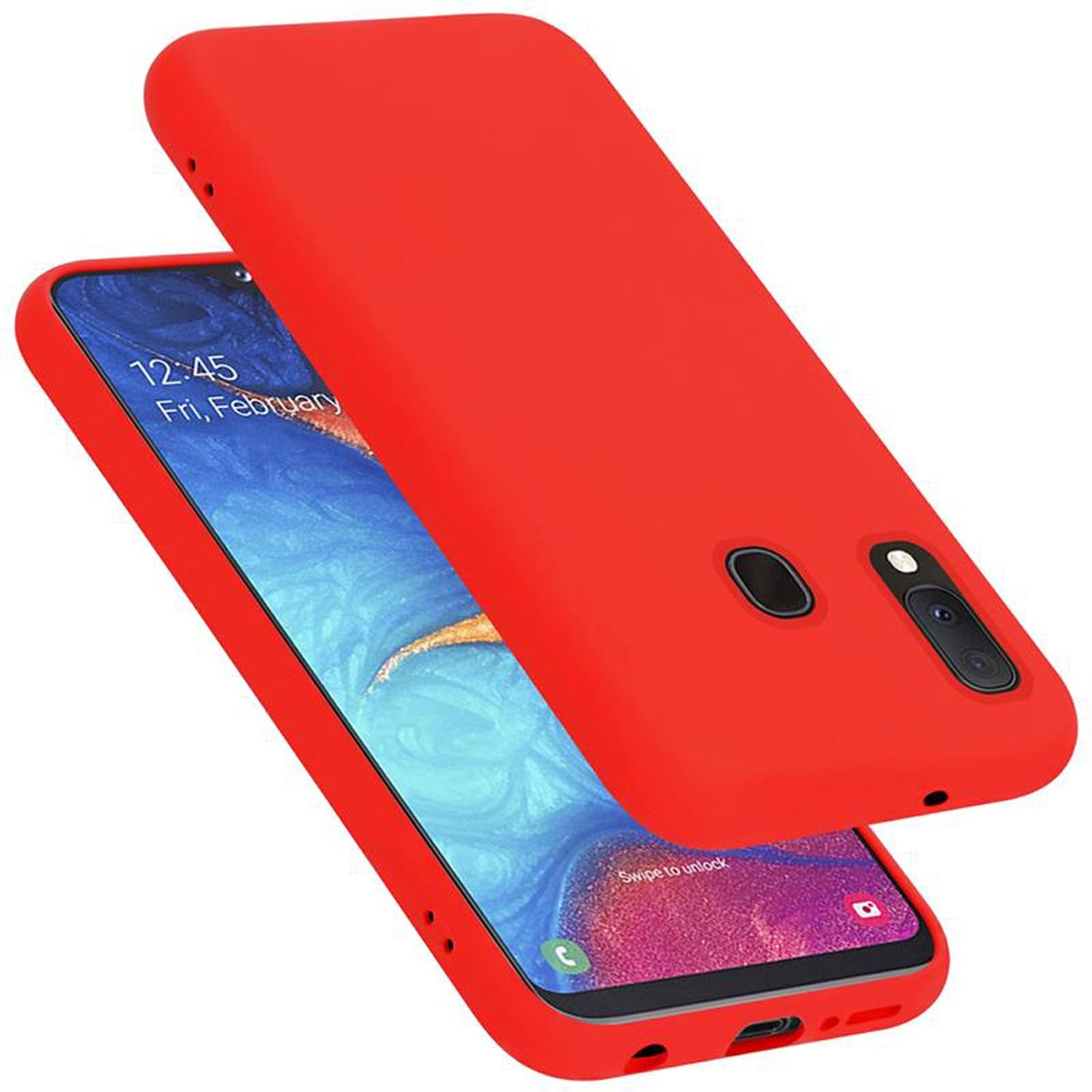 Cadorabo TPU Liquid Silicone Case Cover (Samsung Galaxy A20e), Smartphone Hülle, Rot