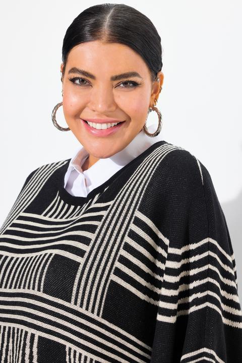 Produktbild Ulla Popken Strickponcho, Oversized, Rundhals, Baumwollmix (50, 52, 54, 56)