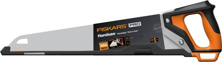 Produktbild Fiskars Pro Handsäge für Holz, Laminat und PVC, Sägeblattlänge: 50 cm, 9 TPI, Schwarz/Orange, PowerT