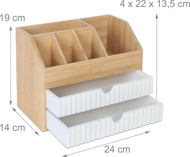 Relaxdays - Schreibtisch Organizer Bambus Design B, 19 x 24 x 14 cm